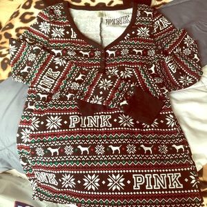 PINK Holiday Cozy Sleep One-Piece